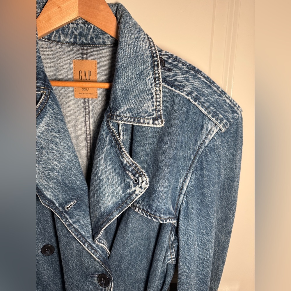GAP - Longline Denim Trench Coat - XXL TALL, Light Blue - Picture 9 of 17